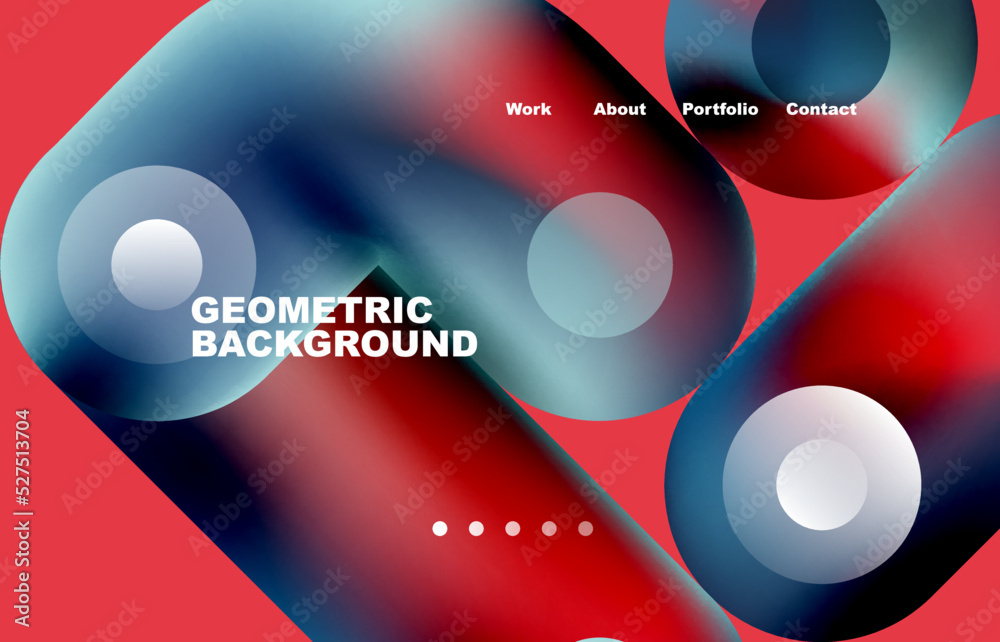 Wall mural website landing page abstract geometric background. circles and round shapes. web page for website o
