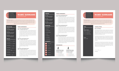Creative CV Resume Print Template Cover Letter Page Set Layouts Design Vector