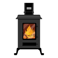 Wood burning in a fireplace stove