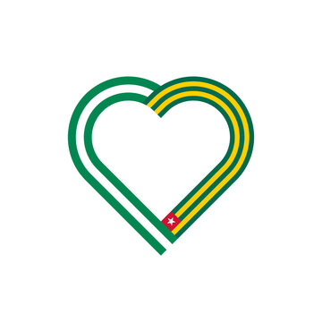 recommend clip art: friendship concept. heart ribbon icon of nigeria and togo flags. vector illustration isolated on white background