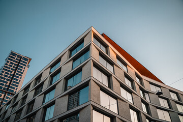 Modern building corner and blue sky