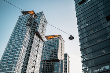 Modern tall tower buildings in Helsinki