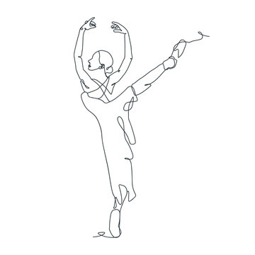 continuous line drawing illustration of ballet dancer
