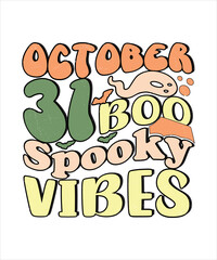 Groovy style Halloween typography t-shirt design, vintage typography t-shirt design, retro Halloween t-shirt design, groovy t-shirt design.