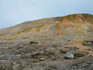 Spectacular views of the colorful  limestone mountains  with hot springs and sinter...