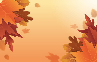 autumn background with leaves arranged at the edges vector