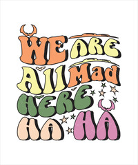 Groovy style Halloween typography t-shirt design, vintage typography t-shirt design, retro Halloween t-shirt design, groovy t-shirt design.