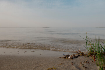 Sand beach, evening lake. Defocus © SERG