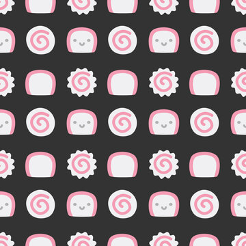 Naruto Meatball Food Vector Illustration Icon Seamless Pattern Gift Wrap Wallpaper Background