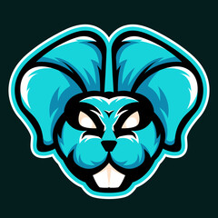 Angry hare with big teeth. Design for print, stickers and emblems for an esports team. vector illustration