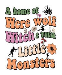 Groovy style Halloween typography t-shirt design, vintage typography t-shirt design, retro Halloween t-shirt design, groovy t-shirt design.