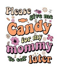 Groovy style Halloween typography t-shirt design, vintage typography t-shirt design, retro Halloween t-shirt design, groovy t-shirt design.