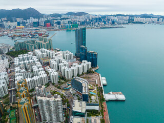 Fototapeta na wymiar Top view of Kowloon side