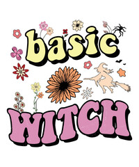 Groovy style Halloween typography t-shirt design, vintage typography t-shirt design, retro Halloween t-shirt design, groovy t-shirt design.