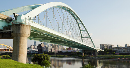Macarthur Bridge and Keelung River in Taipei city of Taiwan