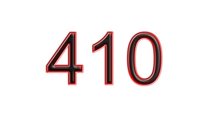 red 410 number 3d effect white background