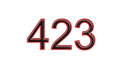 red 423 number 3d effect white background