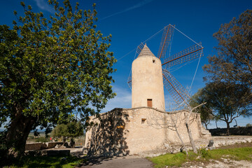 Molíno d'en Fraret , Montuïri, un molino harinero del siglo XVIII, sede del museo arqueologico Son Fornes , mallorca, islas baleares, españa, europa