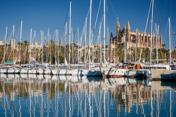 Catedral de Palma desde Moll de la Riba, Palma, mallorca, islas baleares, espa&ntilde;a, europa