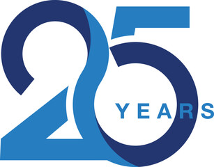 25 years anniversary silver jubilee seamless infinity logo icon unit blue - obrazy, fototapety, plakaty