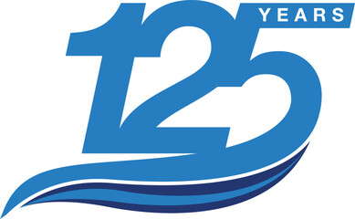 125 years anniversary jubilee logo icon unit blue
