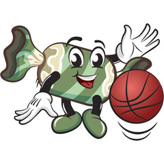 candy character mascot illustration vector playing basketball