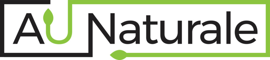 au natural green leaf logo icon unit for packaging design