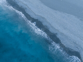 Top view of the sea and beach in Hualien of Taiwan