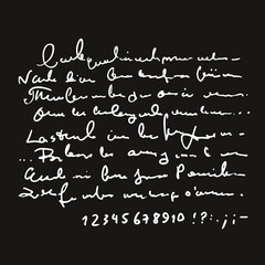 Fototapeta premium Handwritten abstract text illustration, vector monochrome script background