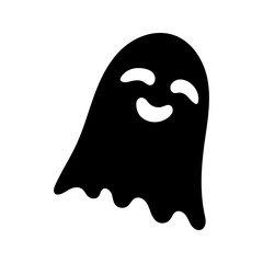 Funny ghost silhouette, isolated on white background. Vector illustration, traditional Halloween decorative element. Halloween silhouette black cute ghost - for cricut, design or decor.