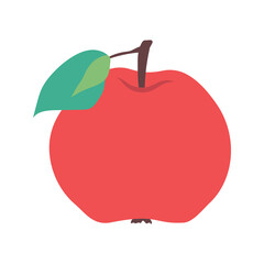 Red apple illustration. School snack icon. School supply flat design, healthy food, apple fruit. Back to school.