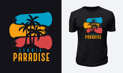 Summer & Beach T shirt Design Vector Graphic Illustration for Print on Demand Site and Tees Business