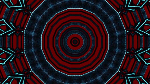 Hypnotic corridor tunnel into cyberspace - deeper into futuristic evolution. Seamless looping abstract background kaleidoscope mandala.