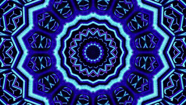 Hypnotic corridor tunnel into cyberspace - deeper into futuristic evolution. Seamless looping abstract background kaleidoscope mandala.