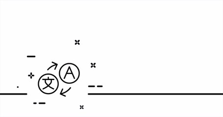 Interpreter. Translator, Translate site into your language, show original, select language, polyglot. Versionist concept. One line drawing animation. Motion design. Animated technology logo. Video 4K
