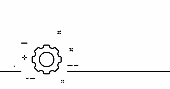 Gear. Settings, adjust, tune, control, fix, configuration, computer, device, modern. Technology concept. One line drawing animation. Motion design. Animated technology logo. Video 4K
