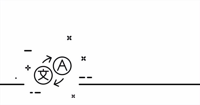 Interpreter. Translator, Translate site into your language, show original, select language, polyglot. Versionist concept. One line drawing animation. Motion design. Animated technology logo. Video 4K