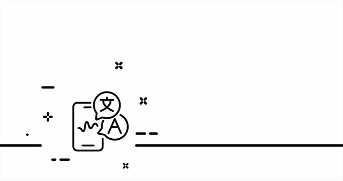 Translator in the phone. Translate site into your language, show original, select language, polyglot. Versionist concept. One line drawing animation. Motion design. Animated technology logo. Video 4K