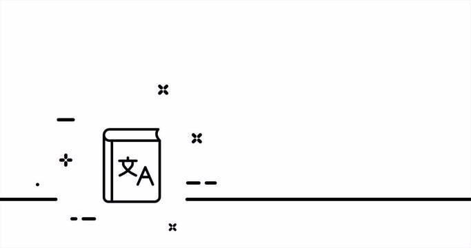 Dictionary. Vocabulary, Translate site into your language, show original, select language, polyglot. Versionist concept. One line drawing animation. Motion design. Animated technology logo. Video 4K