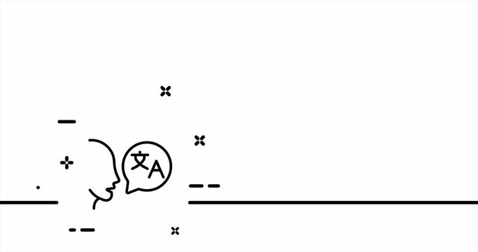 Head with Interpreter sign. Translator, Translate site into your language, show original, polyglot. Versionist concept. One line drawing animation. Motion design. Animated technology logo. Video 4K