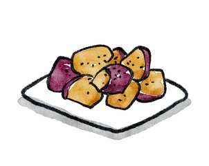 大学芋の手描き水彩イラスト