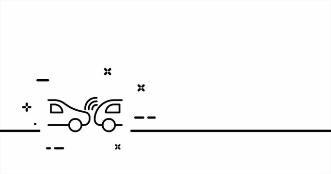 Parktronic. Car crash, failure, registrar, insurance, breakdown, wreck, service station, collision. Traffic rules concept. One line drawing animation. Motion design. Animated technology logo. Video 4K