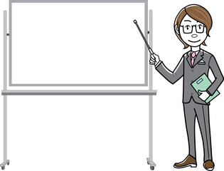 差し棒でプレゼンテーションをするビジネスマン