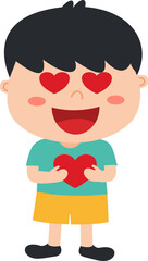 Heart In Love Boy Cartoon