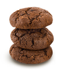 chocolate cookies isolated on white background with full depth of field