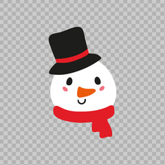 Cute Christmas character icon. Snowman