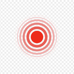 Red painful target mark. Circle of pain showing ache localization