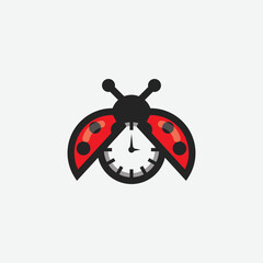 Clock and ladybug logo design, suitable for fashion business, accessories, watch shop, electronics and many more.