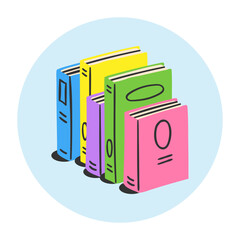 Books, magazines and library collection of clip art objects. Doodle reading, note