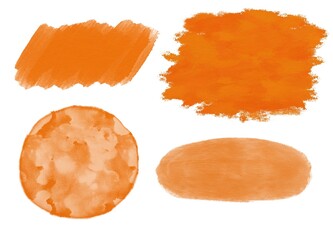 Orange Abstract Elements Set Halloween Decor Label Design Watercolor Texture